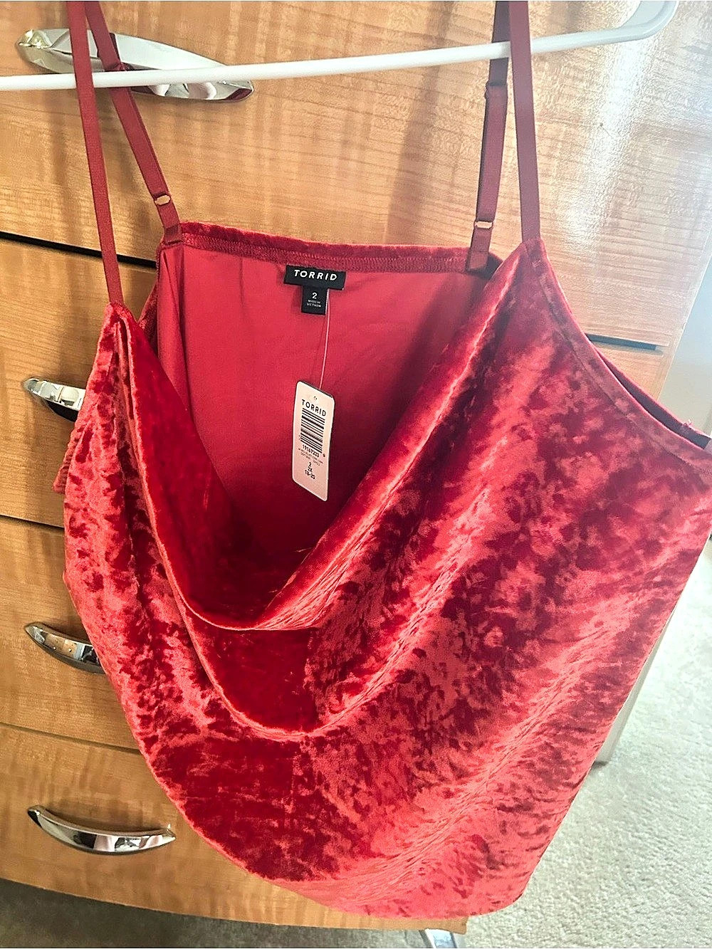Torrid Red Velvet Cowl Cami Red Mini Dress Size 2